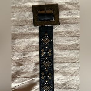 Double D Ranch black leather studded belt